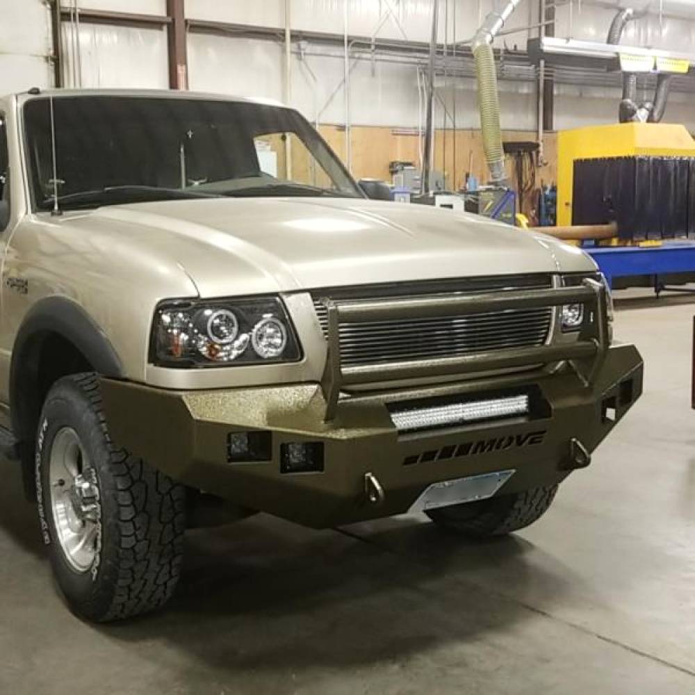 FINDAUTO Heavy Duty Steel Rear Bumper Fit For 1998 1999 2000 2001 2003 2004 2005 2006 2007 2008 2009 2010 2011 For Ford Ranger Off Road Bumper W/Winch Plate & LED Lights